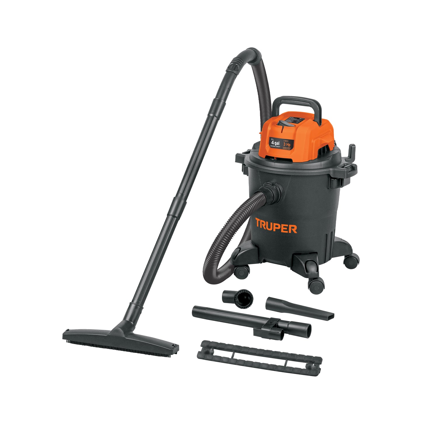 Aspiradora de sólidos y líquidos, 4 gal, plástica, negra