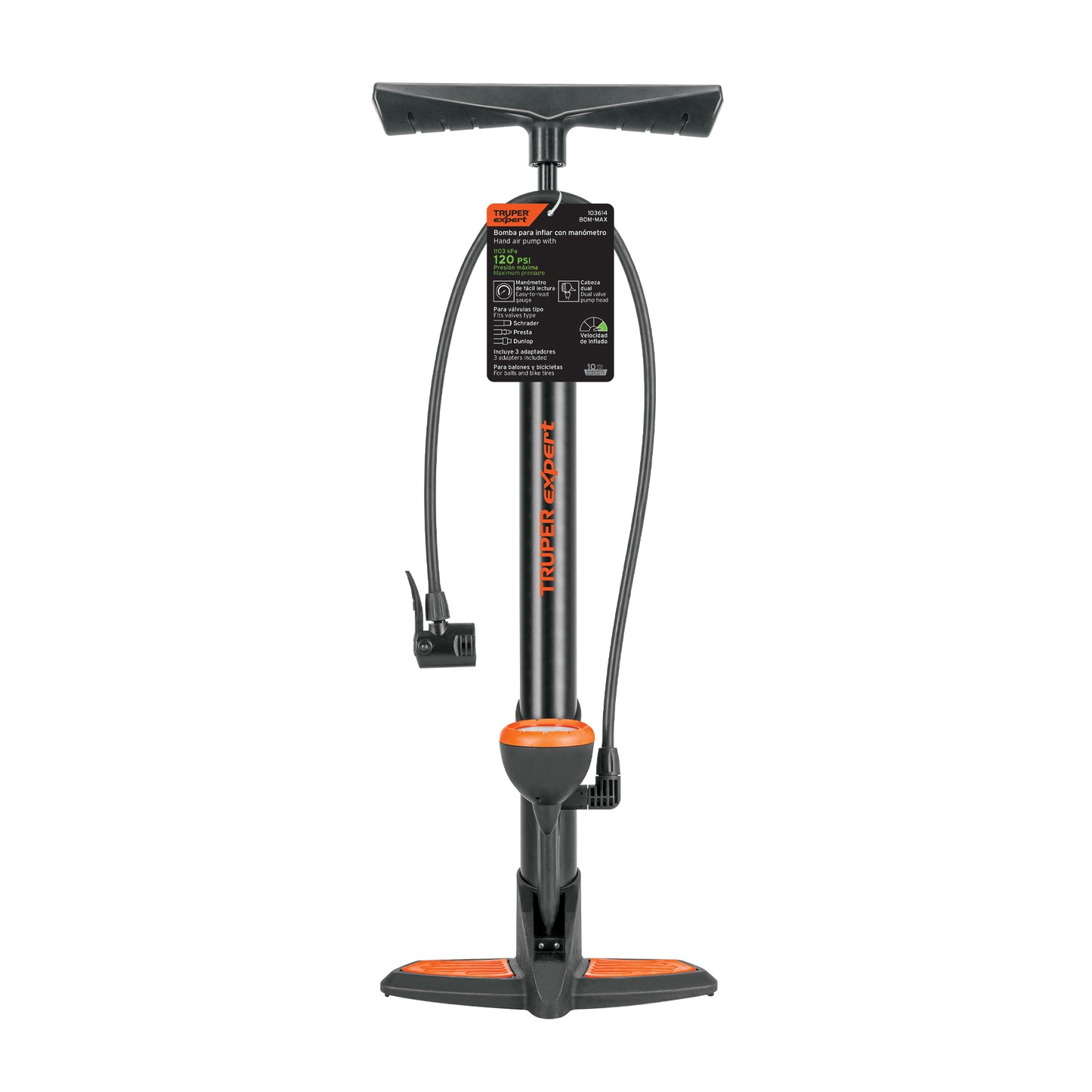 Bomba manual con manómetro, 120 PSI, TRUPER EXPERT