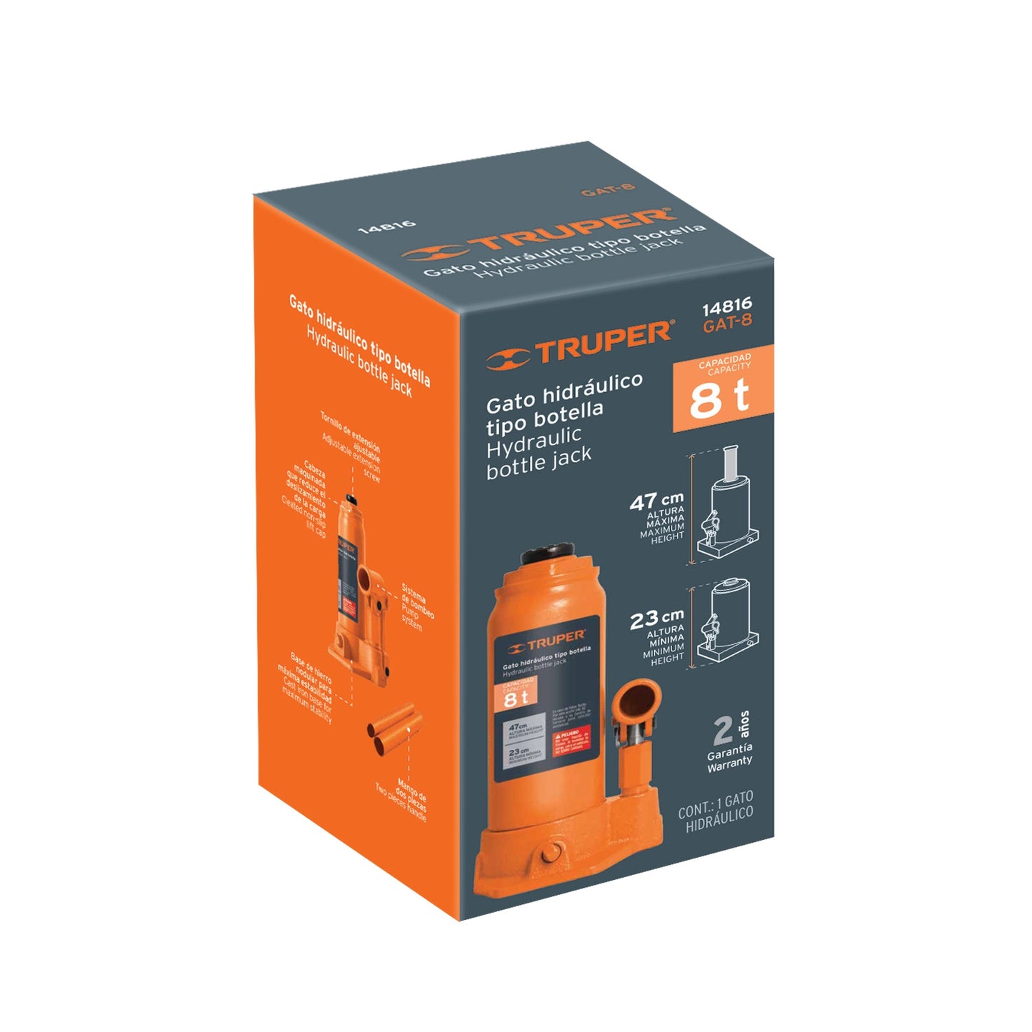 Gato hidráulico de botella de 8 Ton, Truper