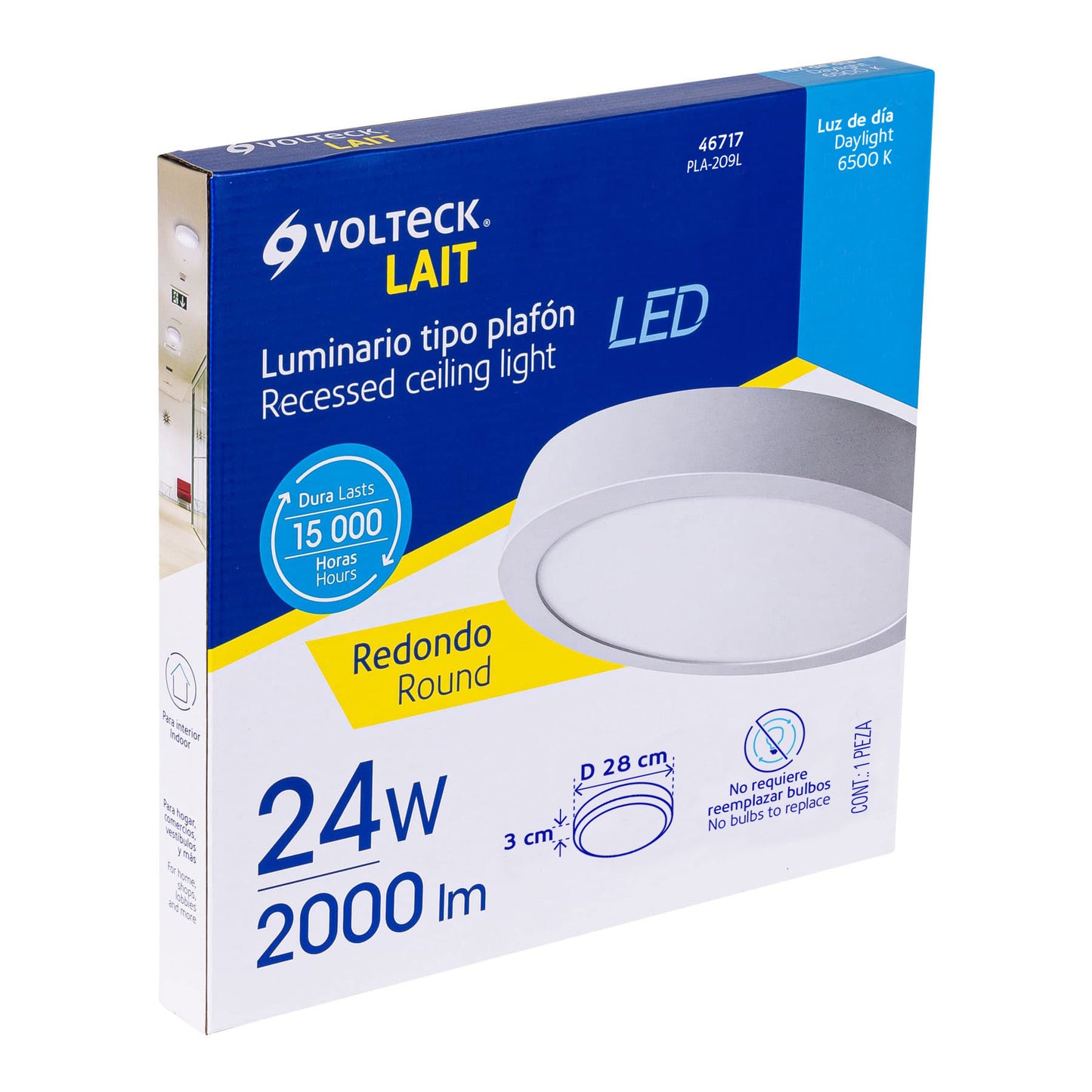 Luminario LED plafón 24W 6500K, redondo, blanco, VOLTECK