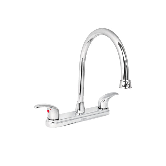 Mezcladora fregadero 8" cromo, cuello largo, palanca, AQUA