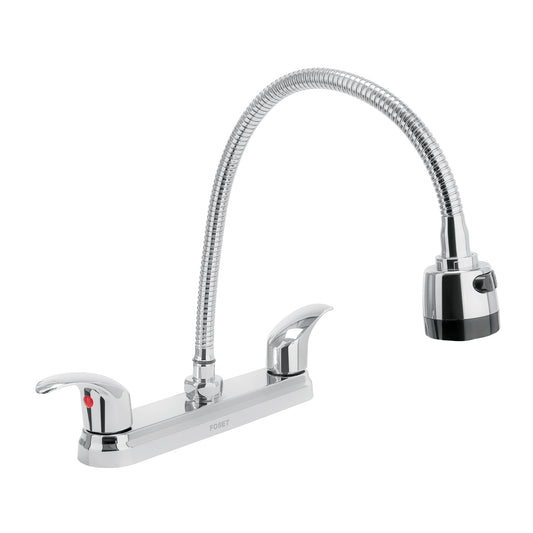 Mezcladora fregadero 8" cromo, cuello flexible, palanca,AQUA