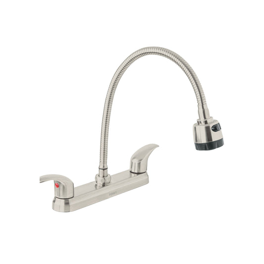 Mezcladora 8" p/fregadero, flexible, palanca, satinada, AQUA