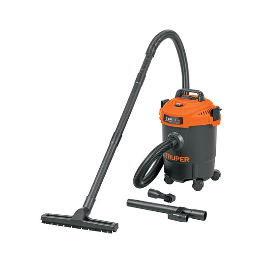 Aspiradora de sólidos y líquidos, 3 gal, plástica, negra