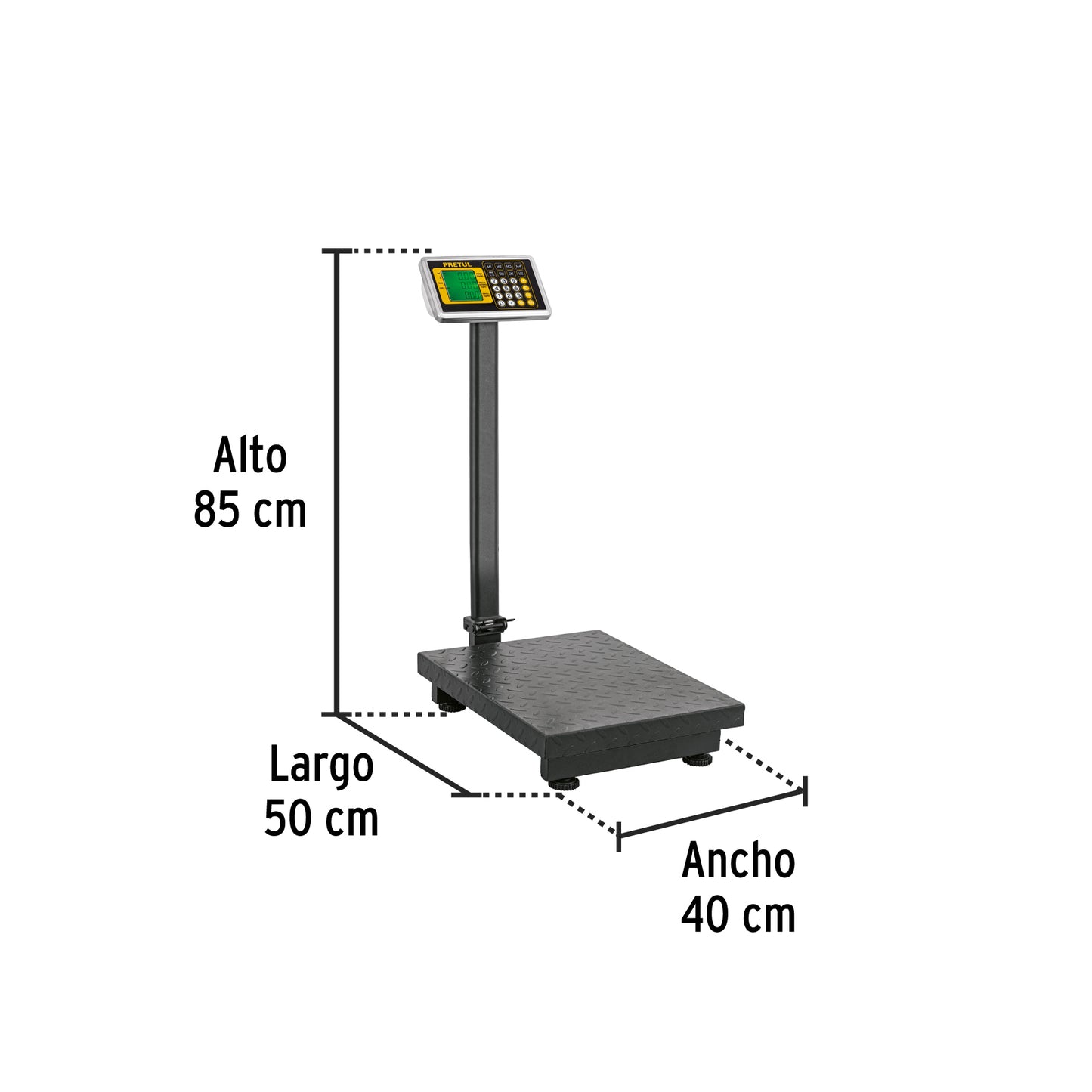 Báscula electrónica de plataforma, plegable, 200 kg. Pretul