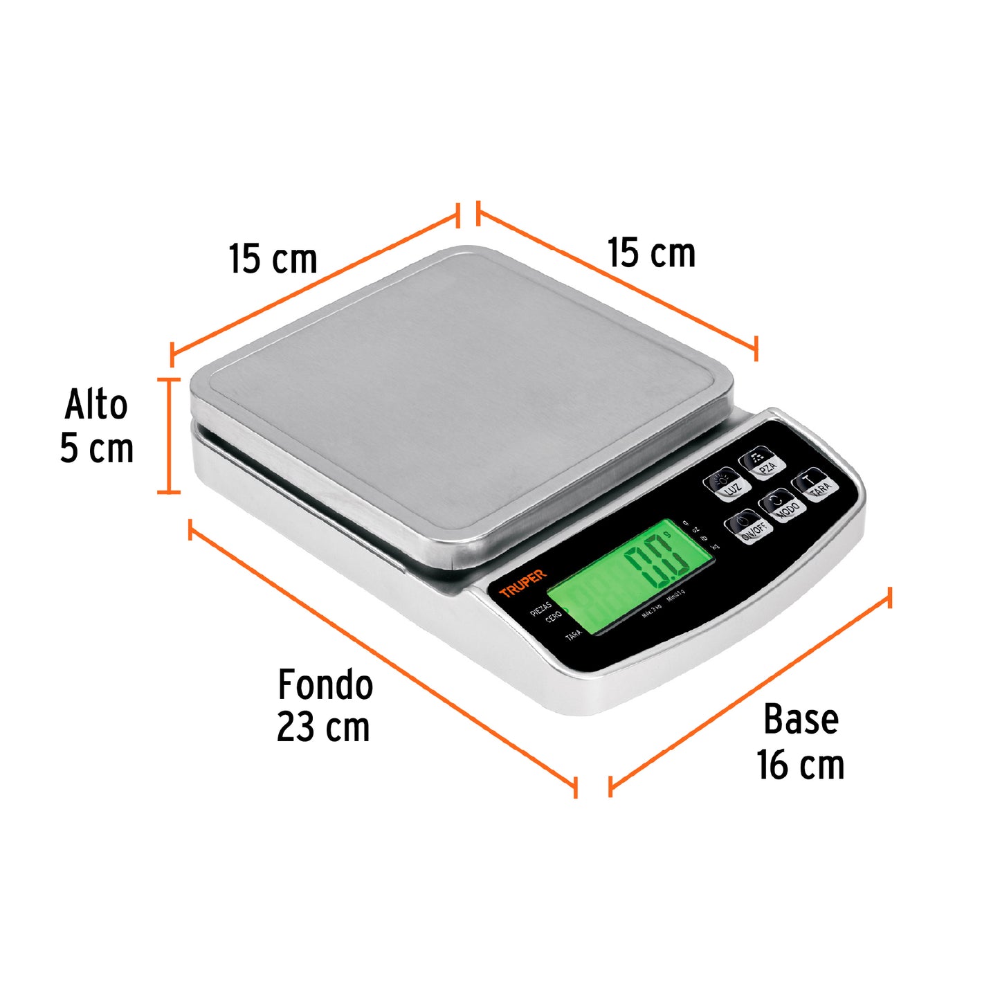 Báscula electrónica de precisión, recargable, 3 kg, Truper
