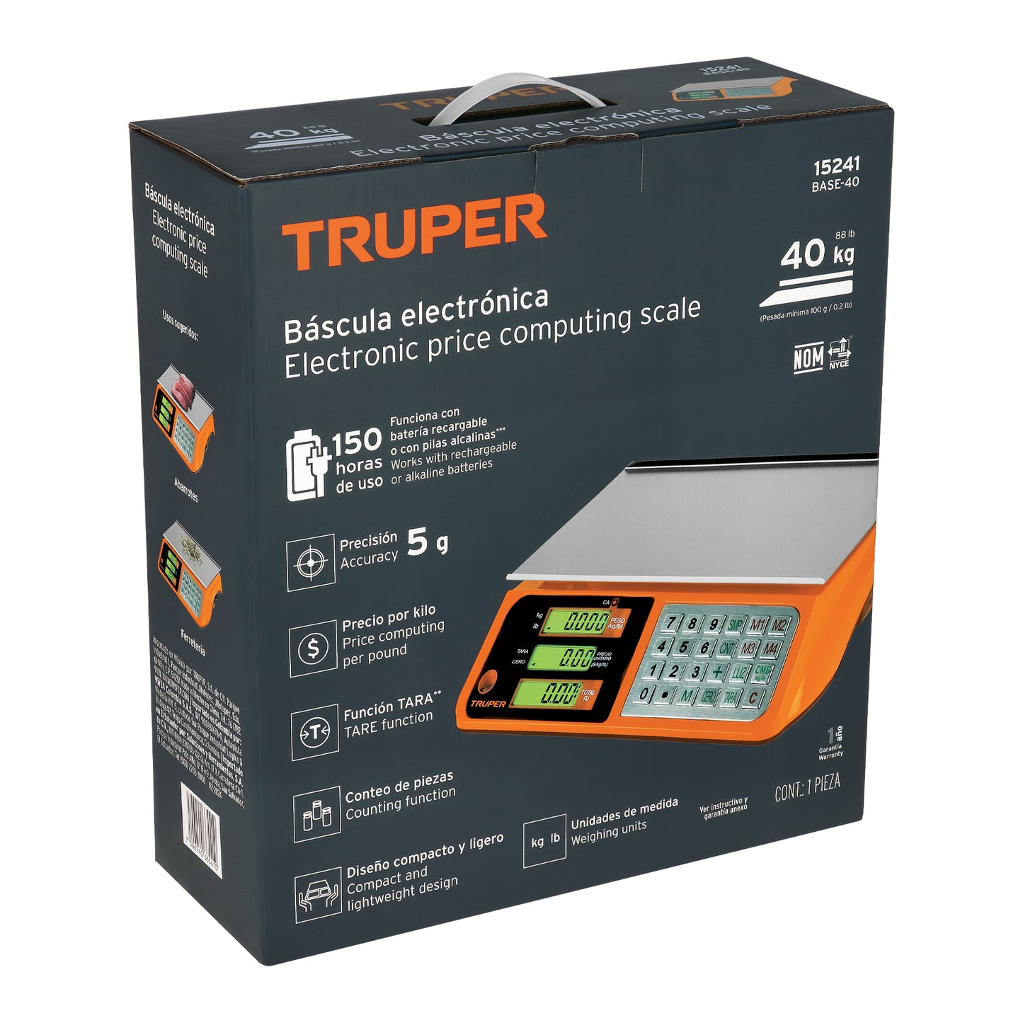 Báscula electrónica multifunciones 40 kg, Truper