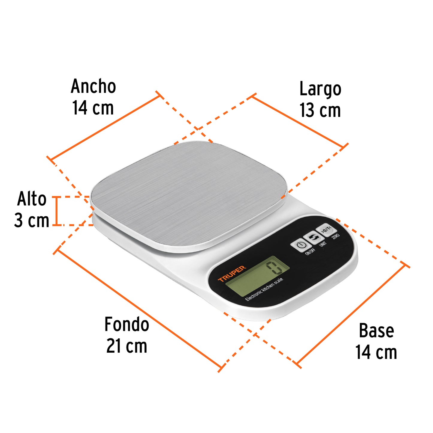 Báscula digital para cocina, plato de acero inox,5kg, Truper