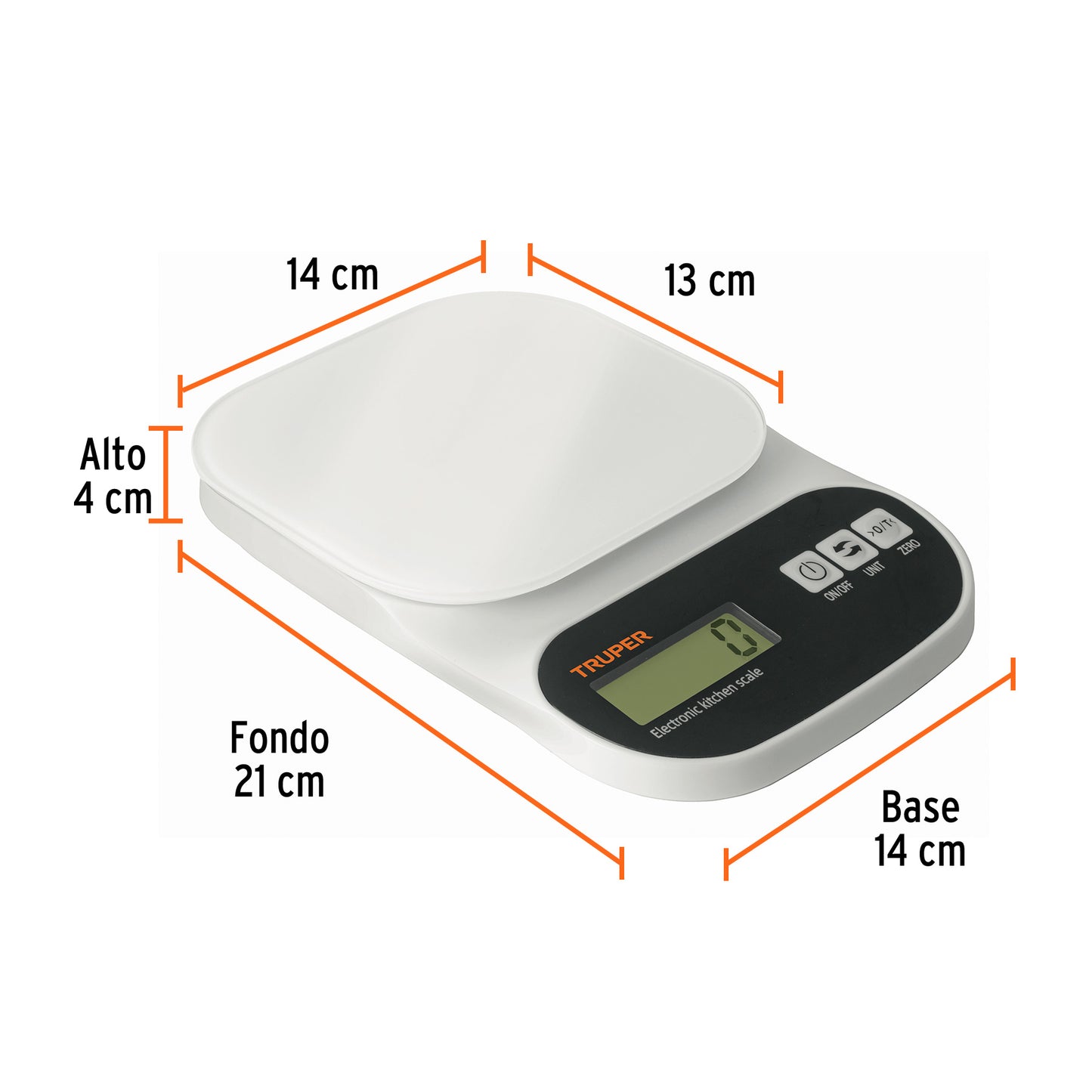 Báscula digital para cocina, plato de vidrio, 5 kg, Truper