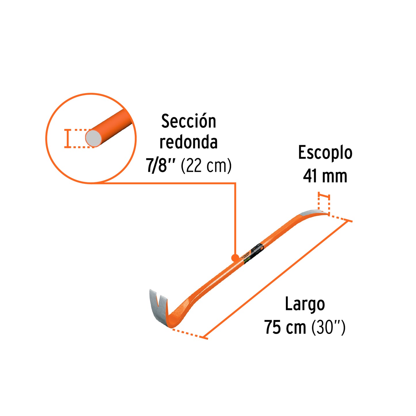 Barreta de uña de 7/8" x 75 cm, Truper Expert