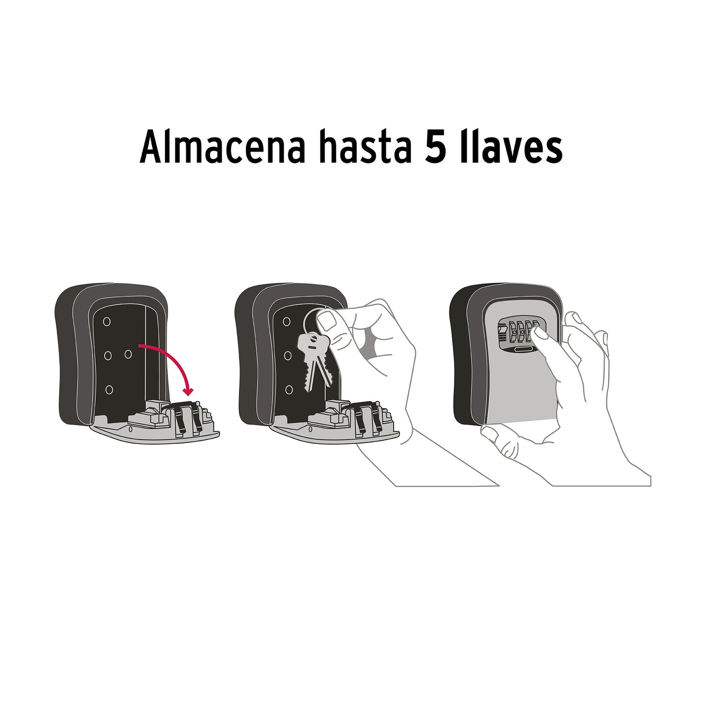 Caja de combinación guarda llaves para pared, 12cm, HERMEX