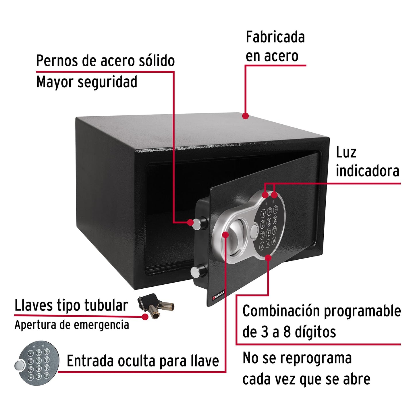 Caja de seguridad electrónica, chica, HERMEX