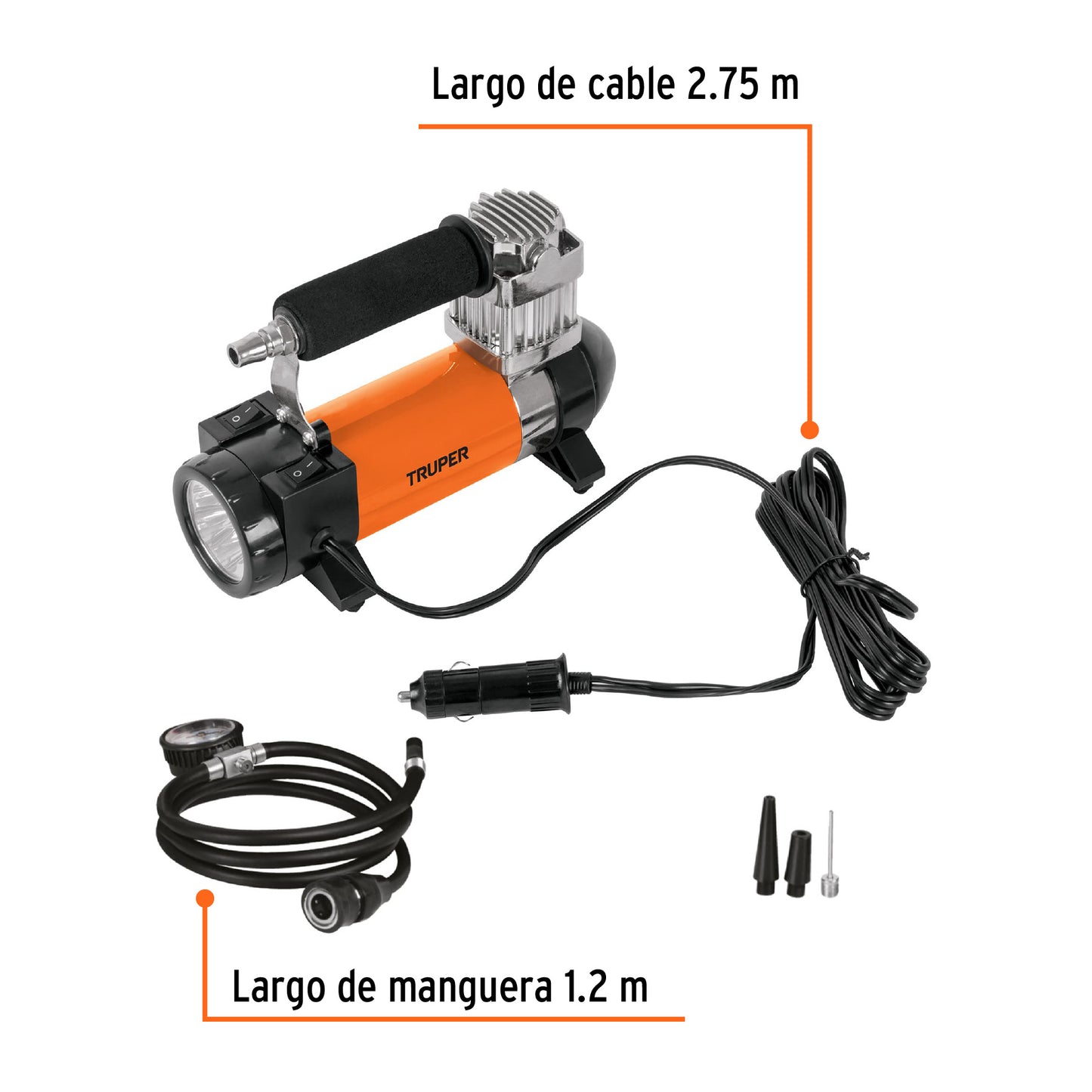 Compresor de aire 12 V portátil, para auto, incluye maletín