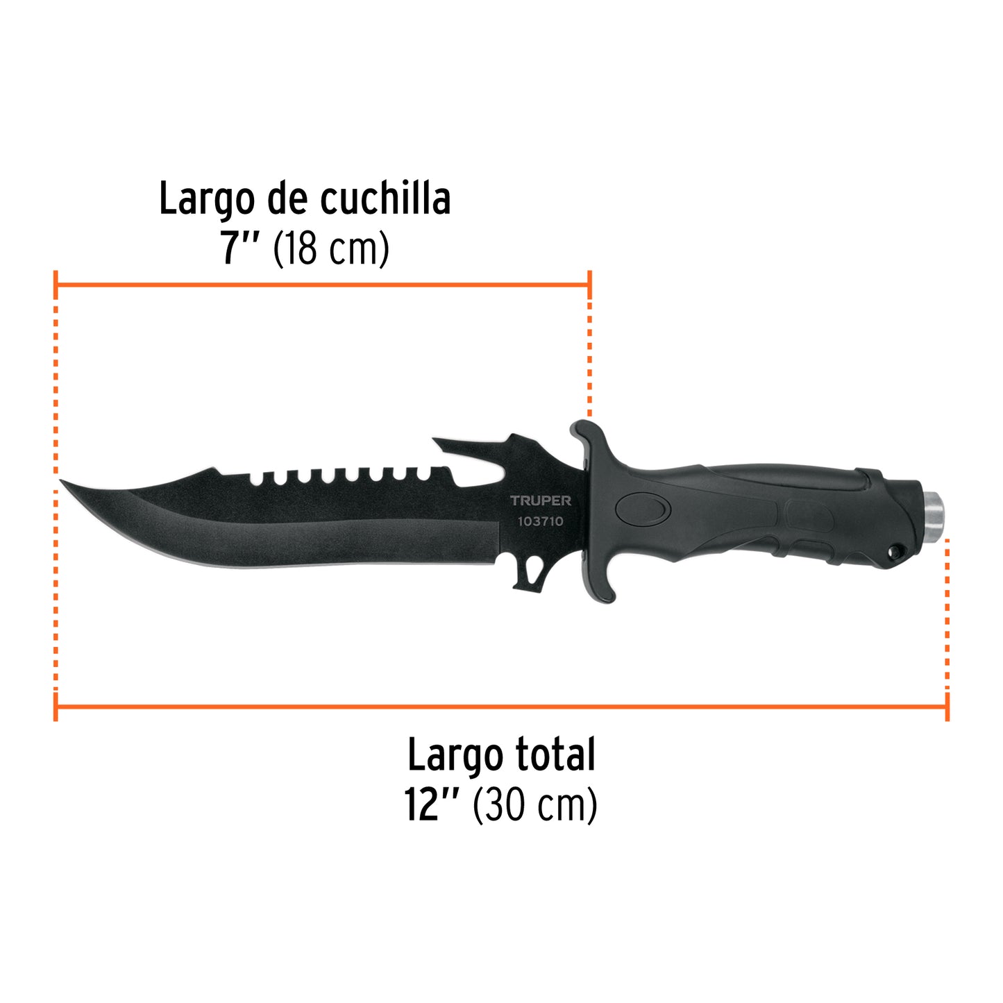 Cuchillo táctico para campismo 7", TRUPER