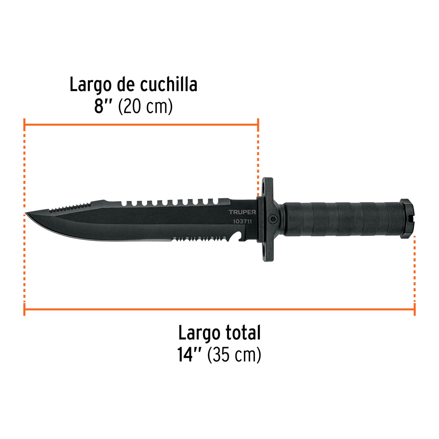 Cuchillo táctico de monte 8", TRUPER