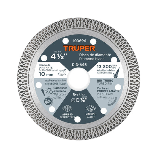 Disco de diamante 4 1/2", corte porcelanato, TRUPER