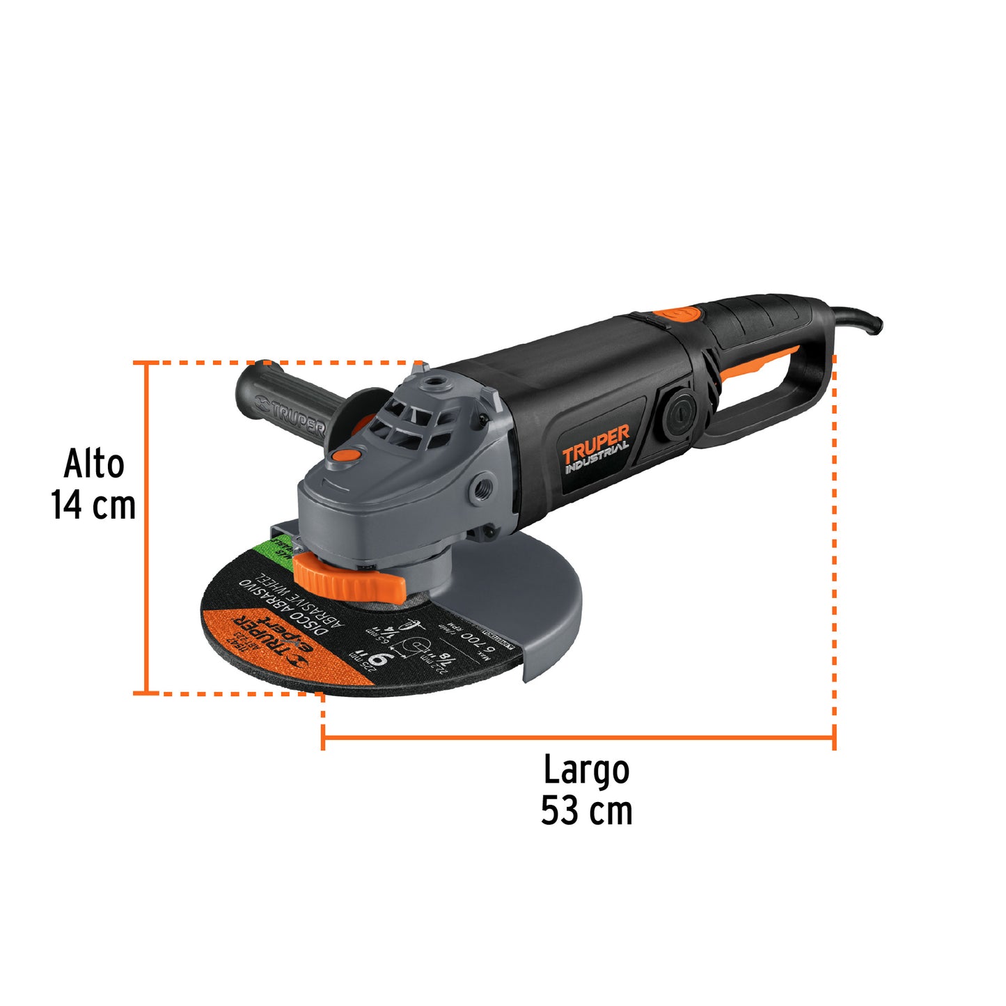 Esmeriladora angular 9", 2100W, TRUPER INDUSTRIAL