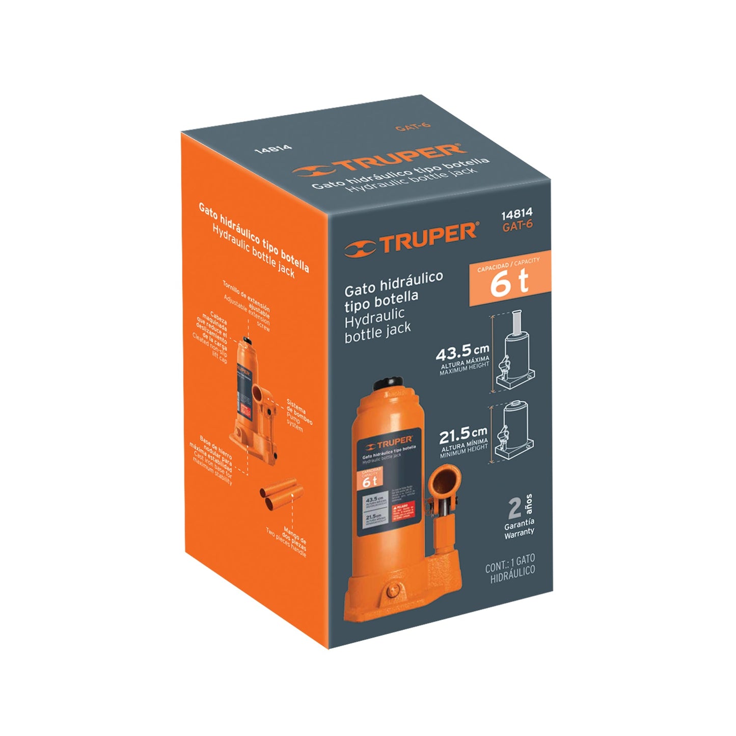 Gato hidráulico de botella de 6 Ton, Truper