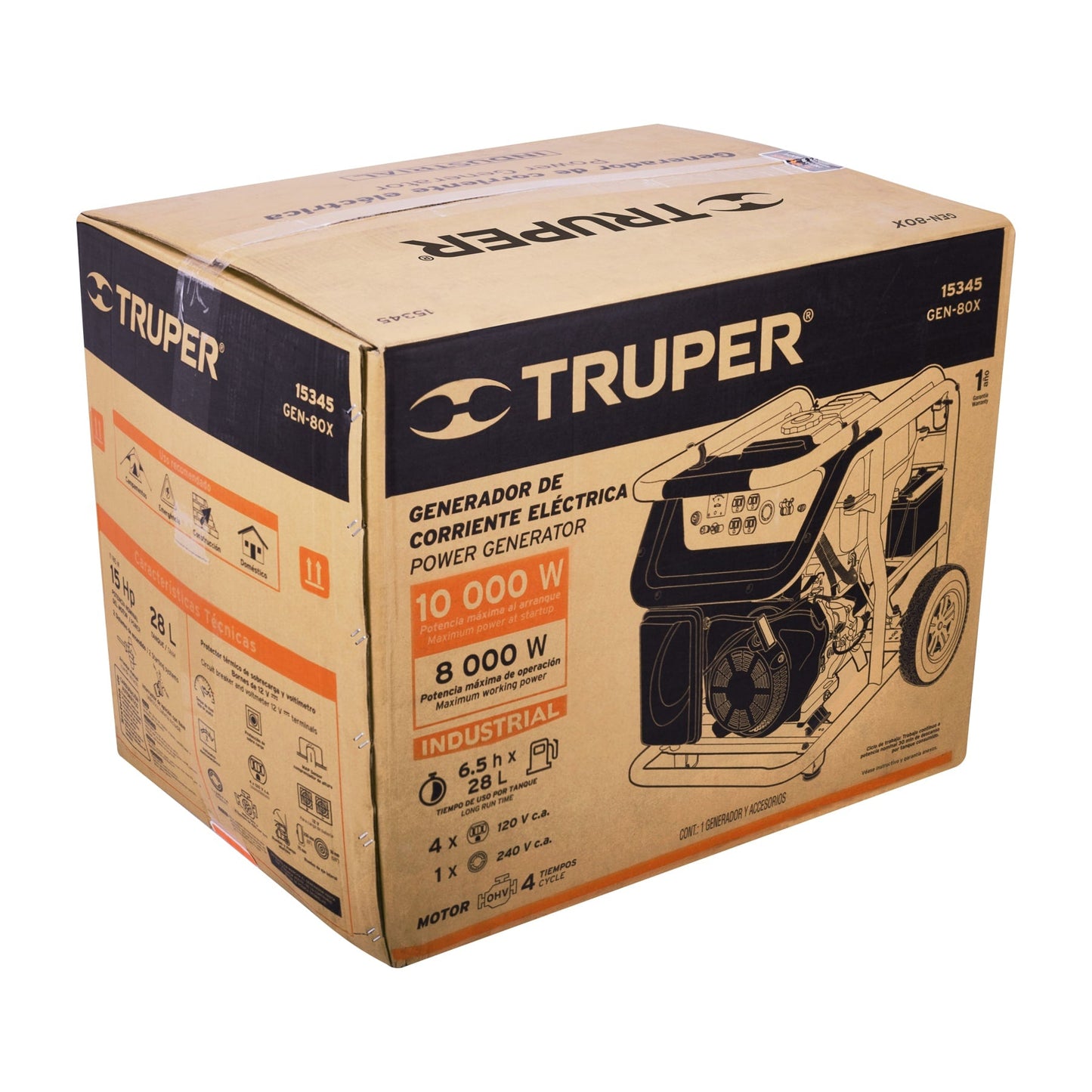 Generador portátil 8 kW motor a gasolina, TRUPER