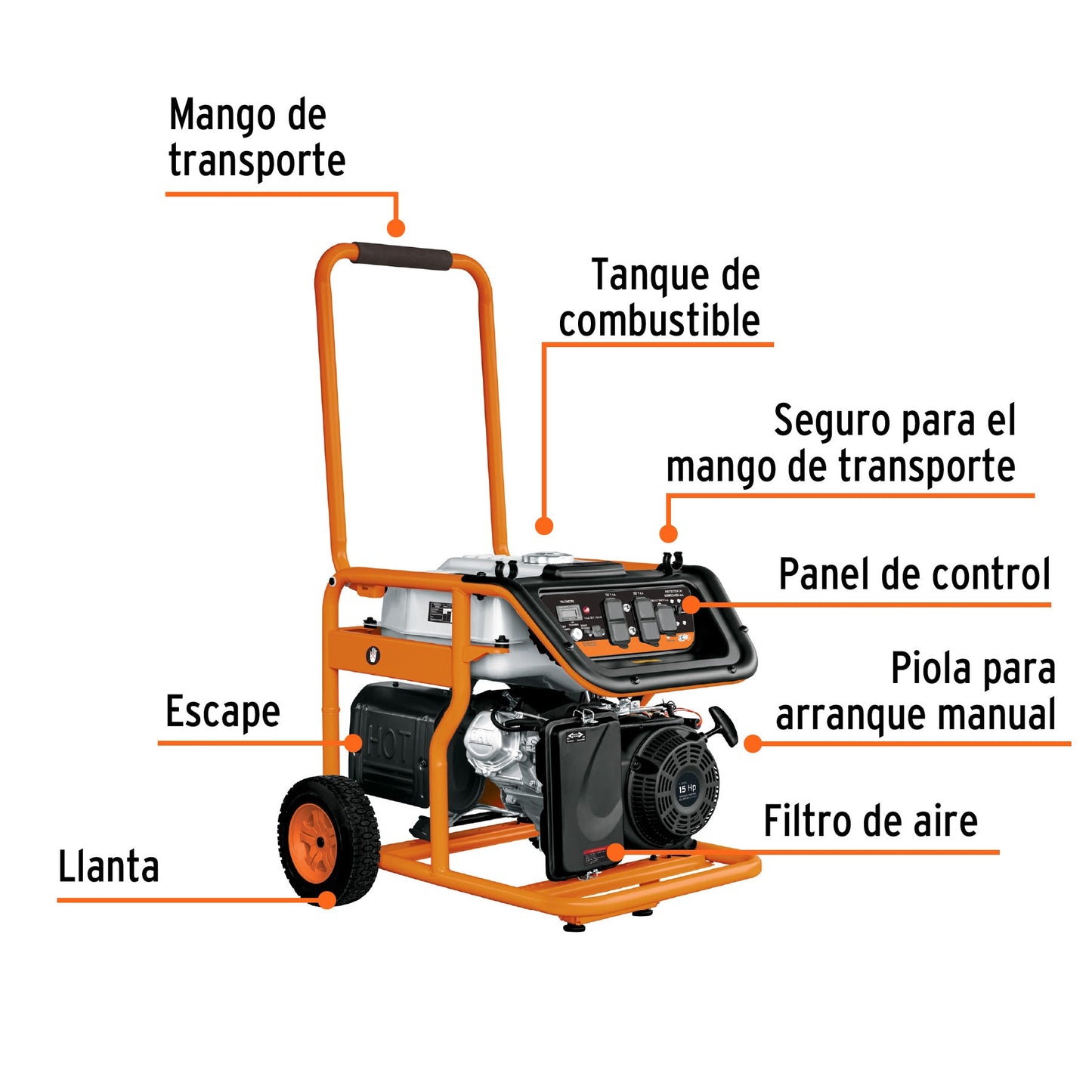 Generador portátil 8 kW motor a gasolina, TRUPER