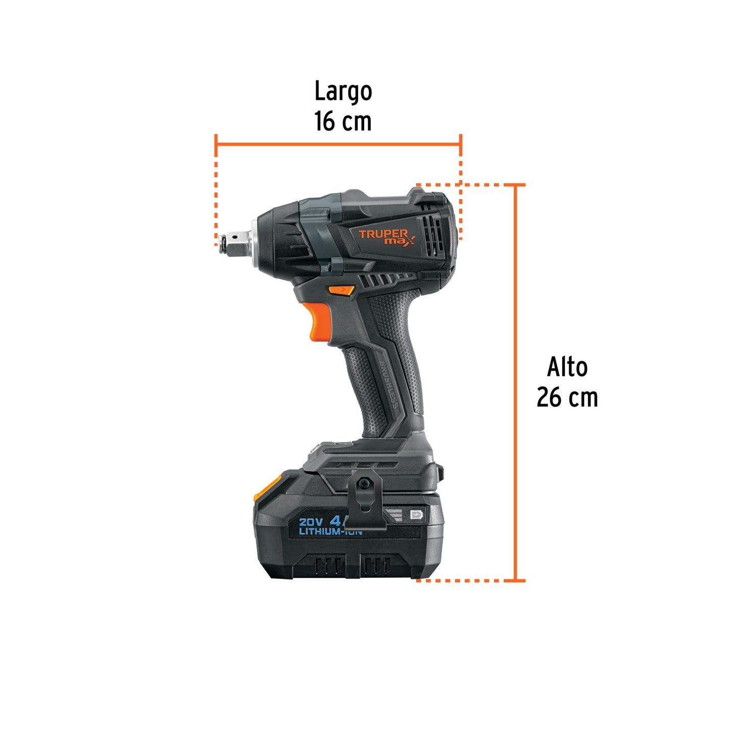 Llave de impacto 1/2", 20V, 155 lb/ft, 1 batería 4Ah, MAX