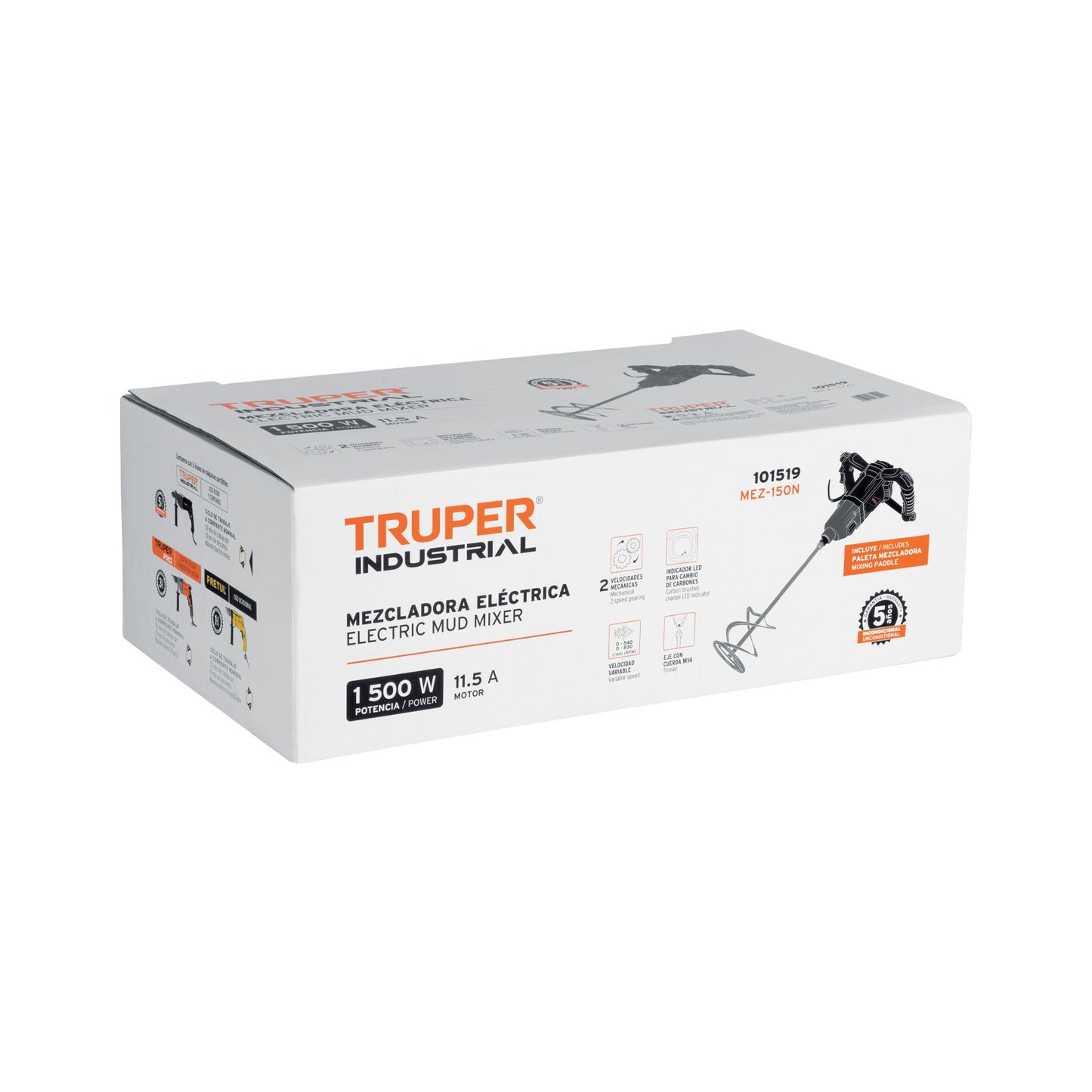 Mezcladora eléctrica 1500W, TRUPER INDUSTRIAL
