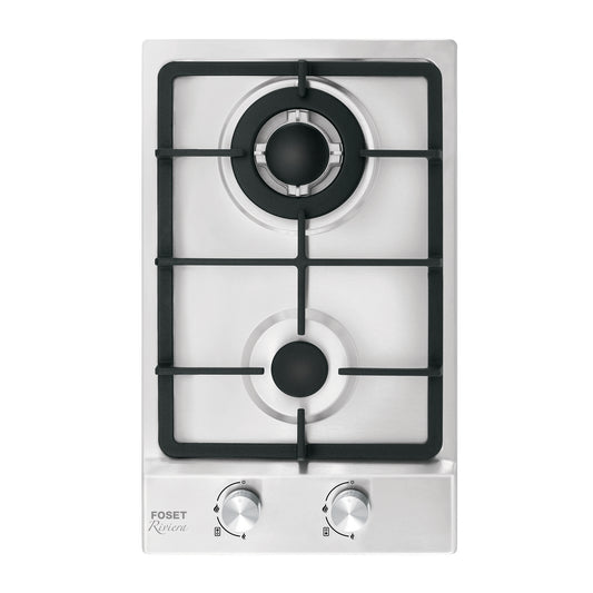 Parrilla gas empotrable 30cm, 2 quem, acero inox, RIVIERA