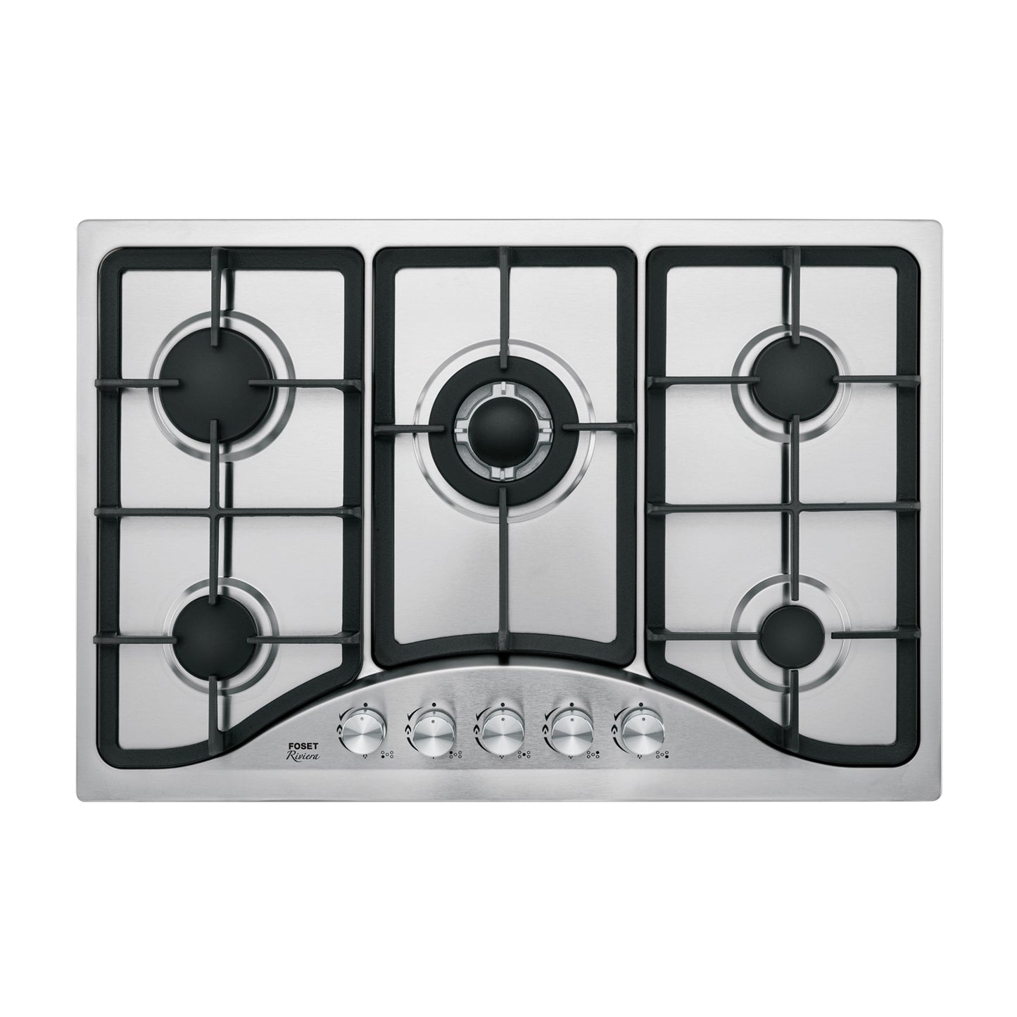 Parrilla gas empotrable 75cm, 5 quem, acero inox, RIVIERA