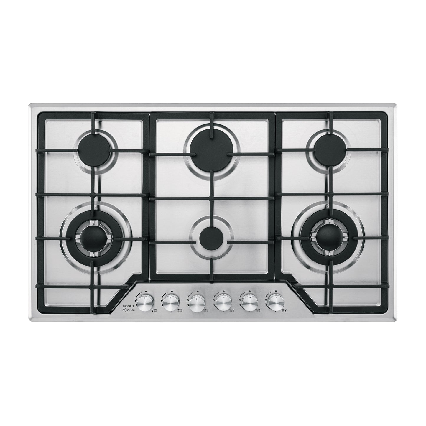 Parrilla gas empotrable 90cm, 6 quem, acero inox, RIVIERA