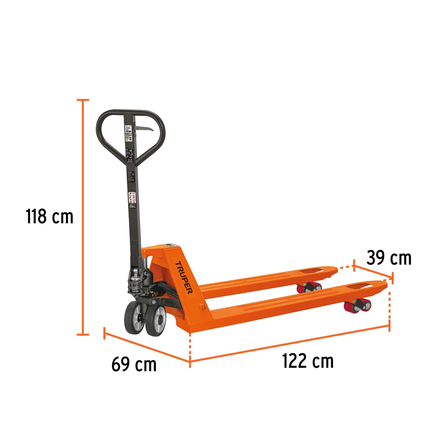 Patín traspaleta 2 ton con ruedas de hule/poliuretano