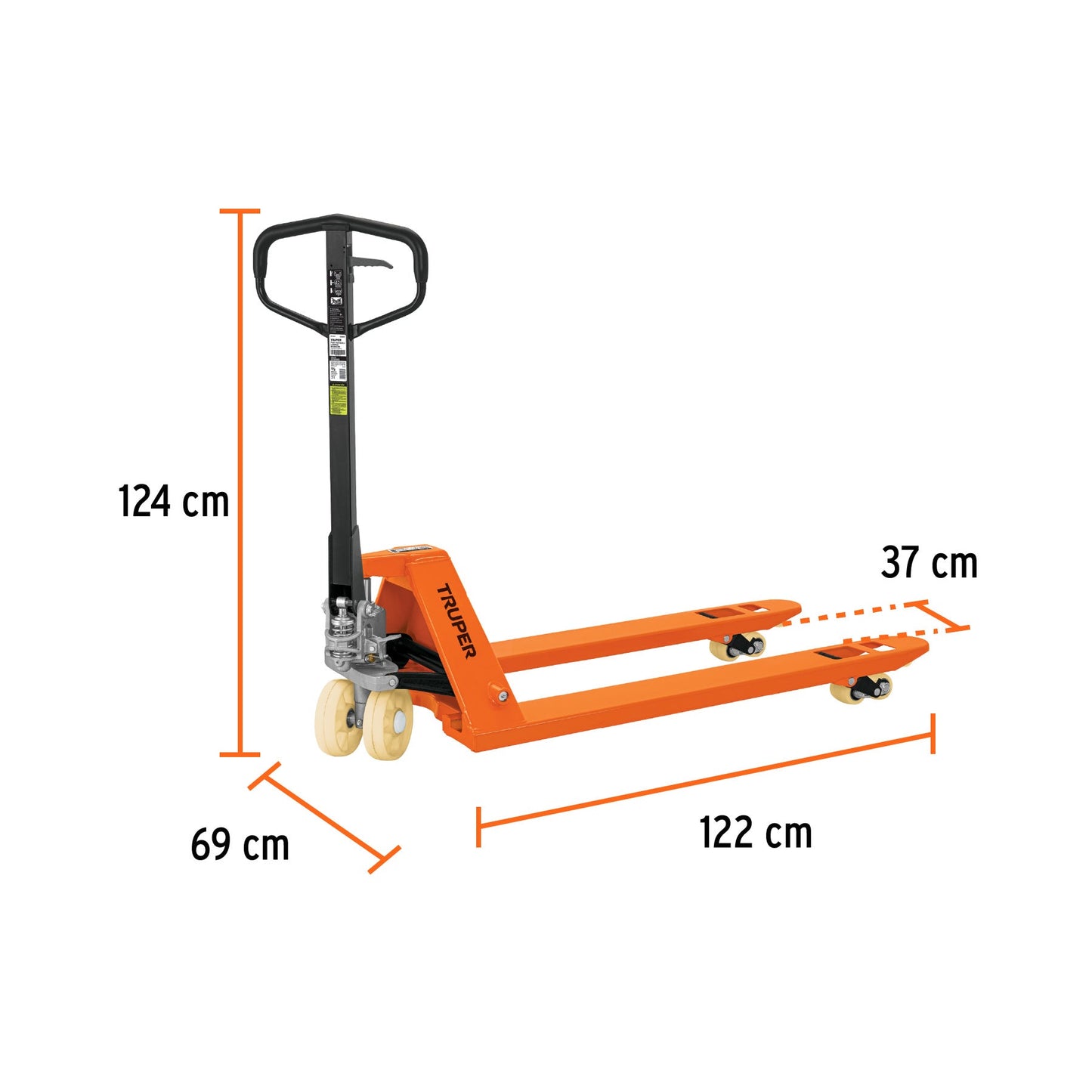 Patín traspaleta 3 ton con ruedas de nylon, Truper