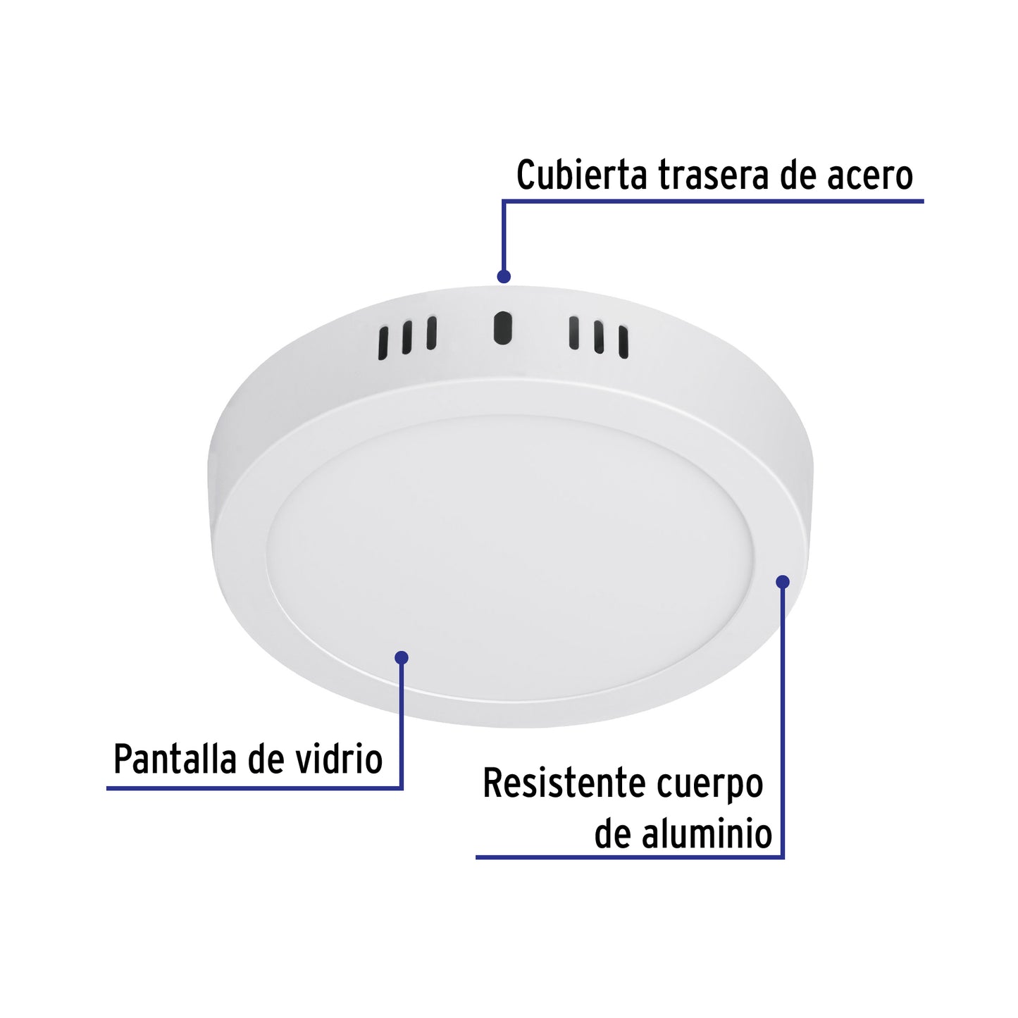 Luminario LED plafón Luz Calida 12W 3000K, redondo, blanco, VOLTECK