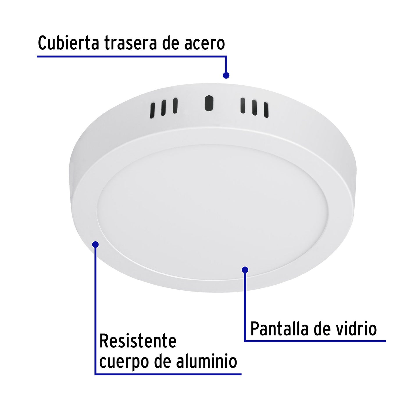 Luminario LED plafón 12W 6500K, redondo, blanco, VOLTECK