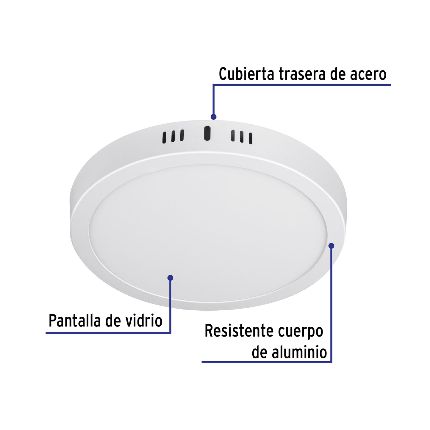 Luminario LED Luz Calida plafón18W 3000K, redondo, blanco, VOLTECK