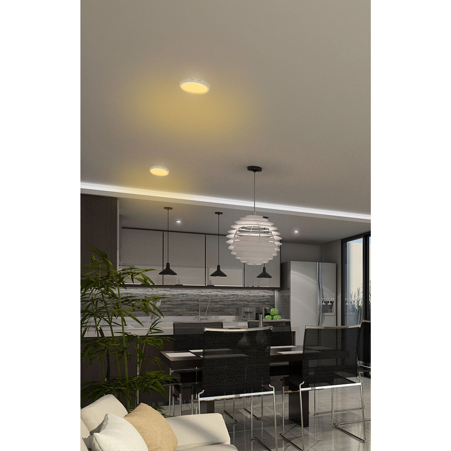 Luminario LED Luz Calida plafón 24W 3000K, redondo, blanco, VOLTECK