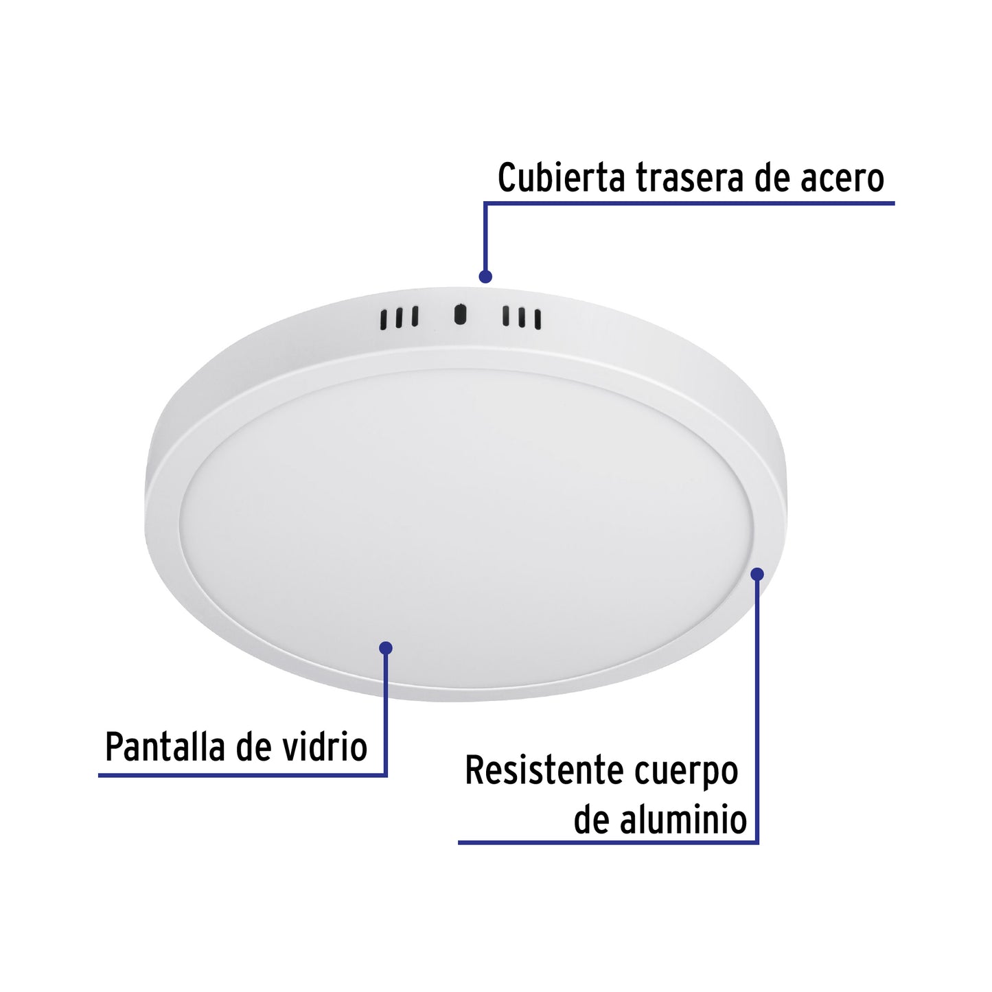 Luminario LED Luz Calida plafón 24W 3000K, redondo, blanco, VOLTECK