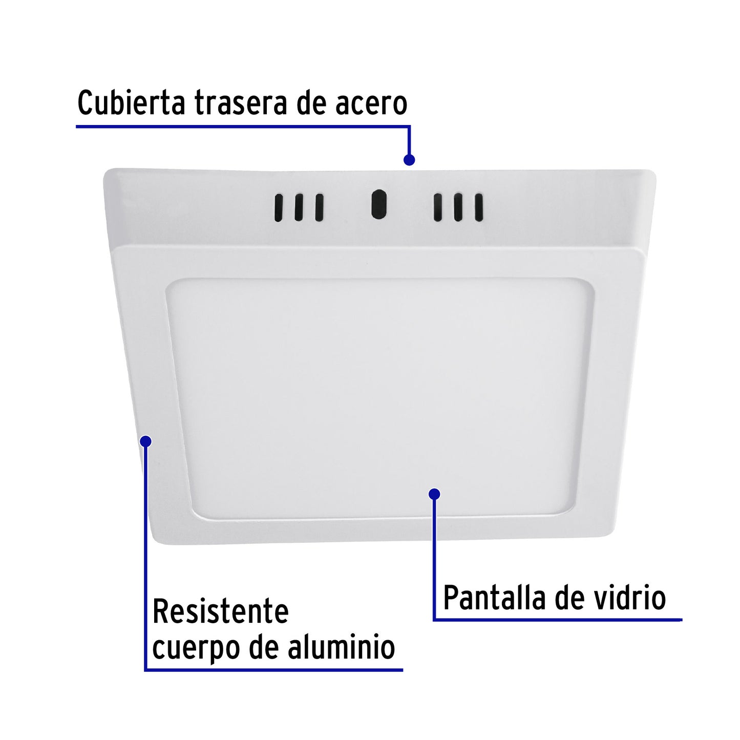 Luminario LED plafón 12W 6500K, cuadrado, blanco, VOLTECK