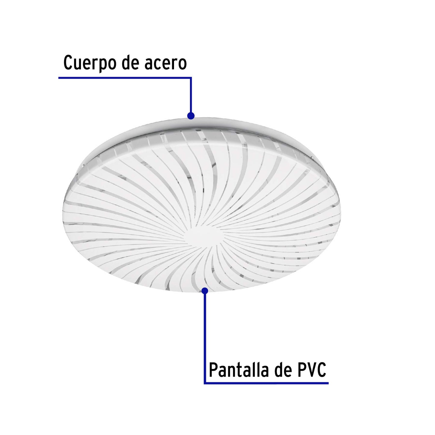 Luminario LED Luz Calida plafón decorativo 15W 3000K, espiral, BASIC