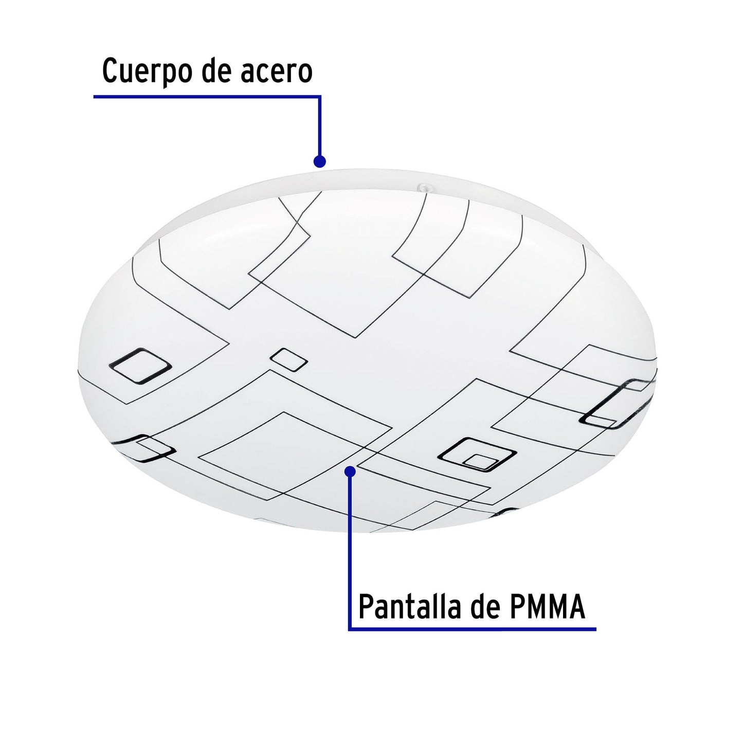 Luminario LED plafón decorativo 8W 6500K, cuadros, BASIC