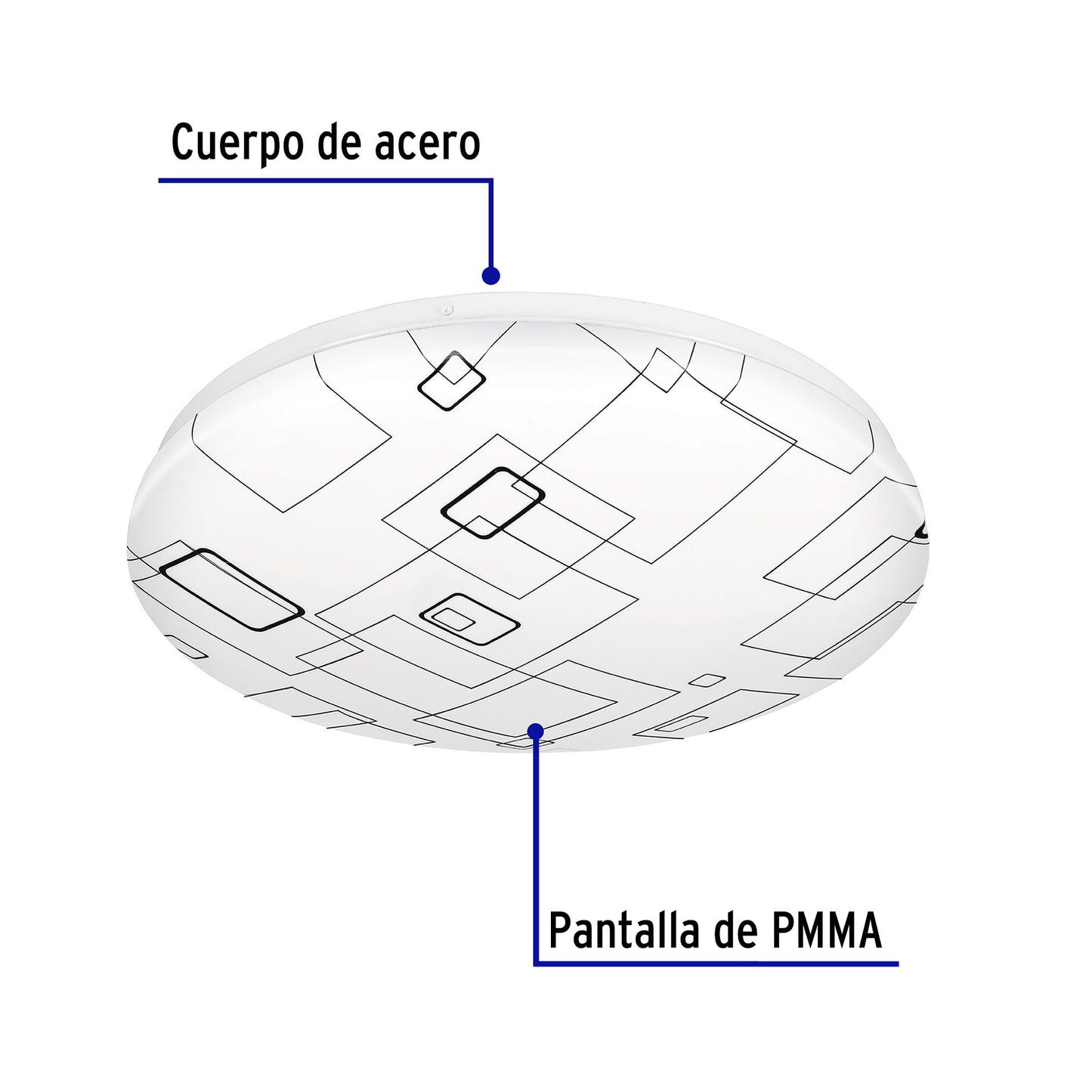 Luminario LED plafón decorativo 22W 6500K, cuadros, BASIC