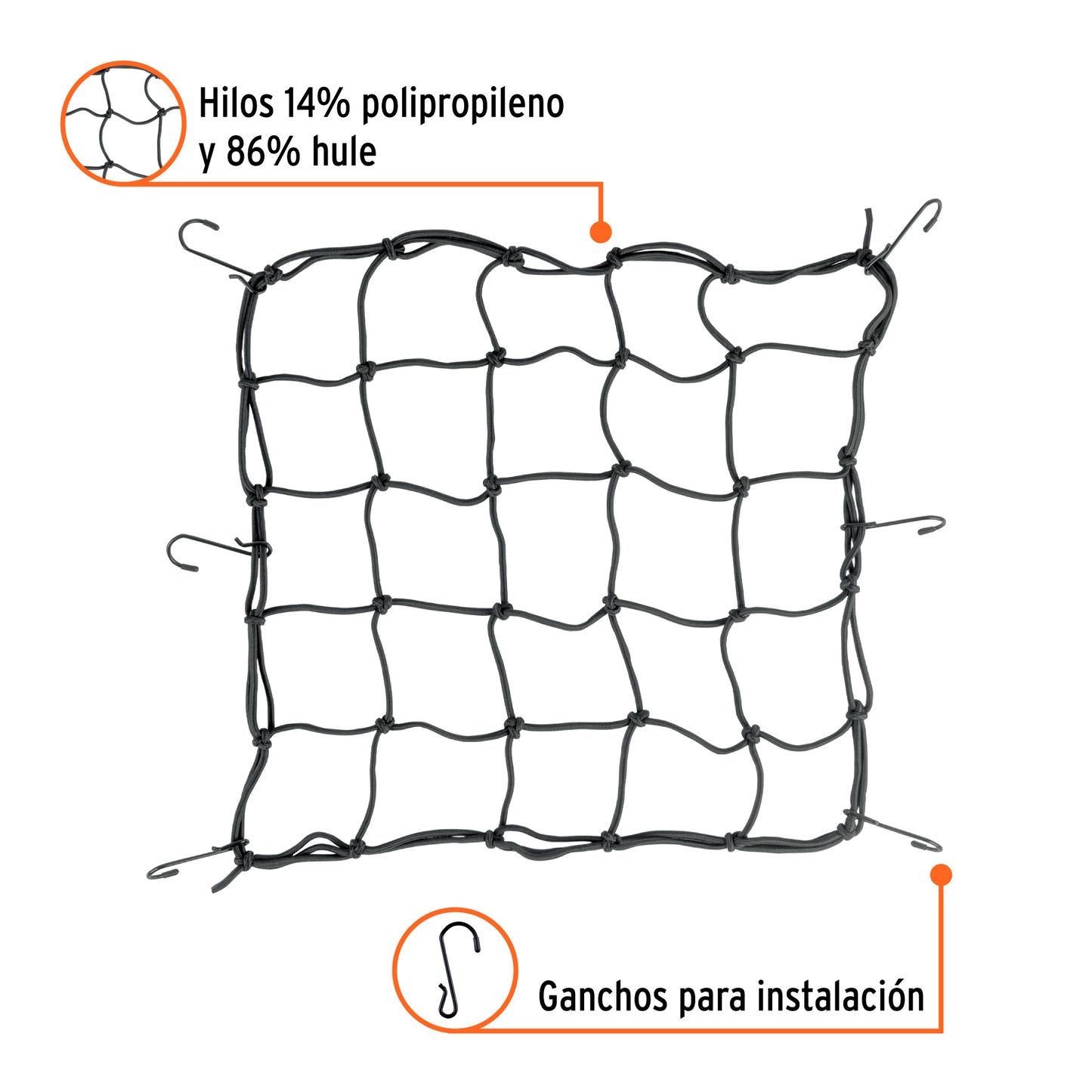 Red de carga 40 x 40 cm para motocicleta, Truper