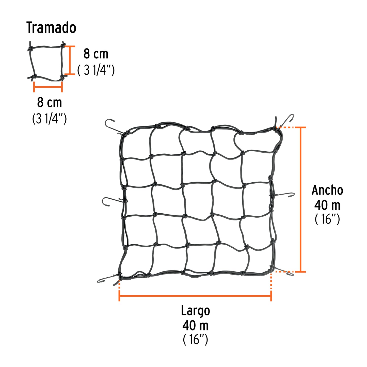 Red de carga 40 x 40 cm para motocicleta, Truper