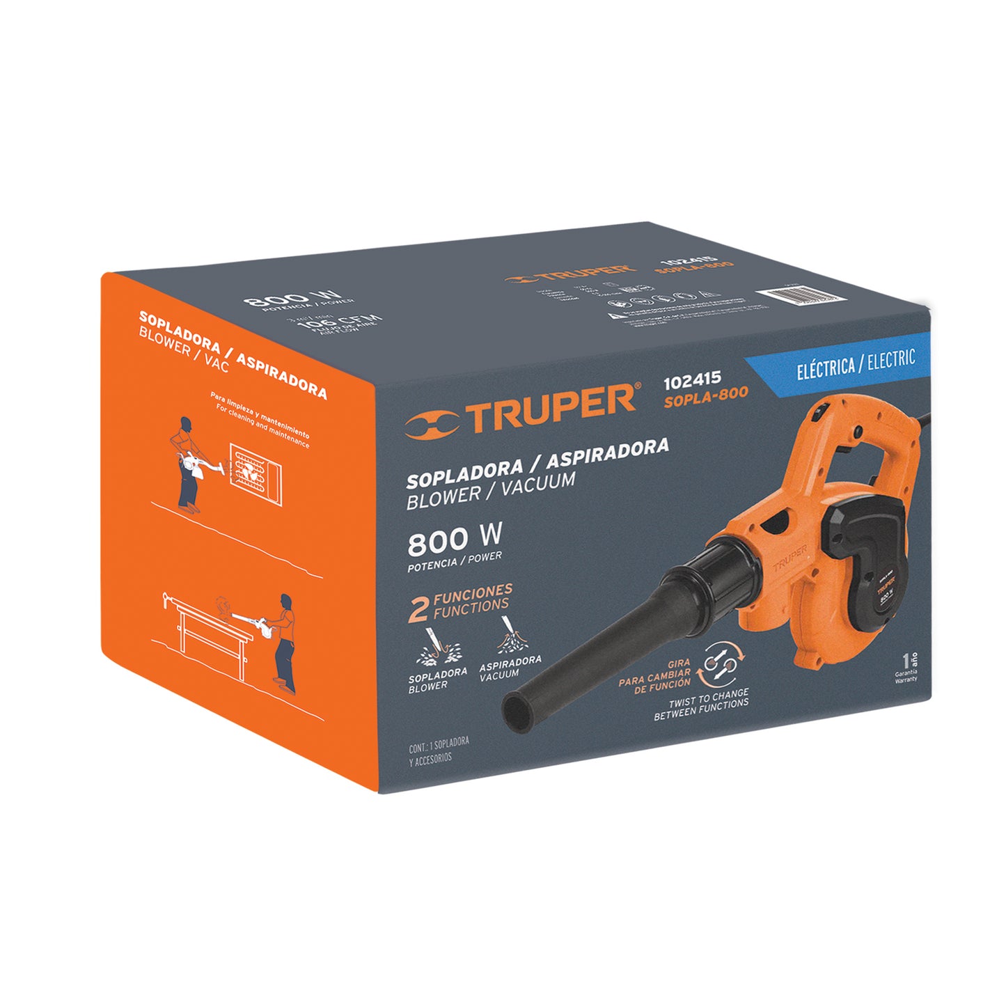 Sopladora/Aspiradora eléctrica 800 W, Truper